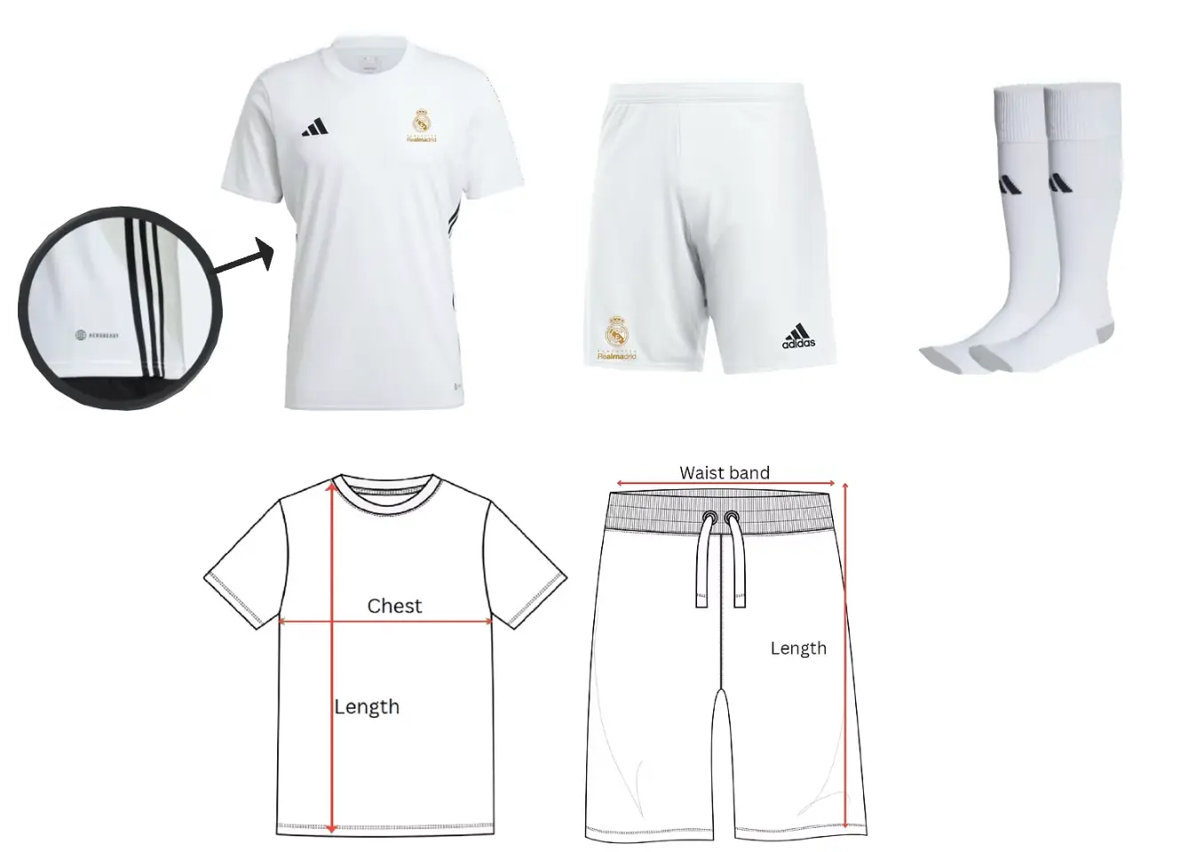 Official EFP training kit: jersey, shorts and socks, with measurement guide